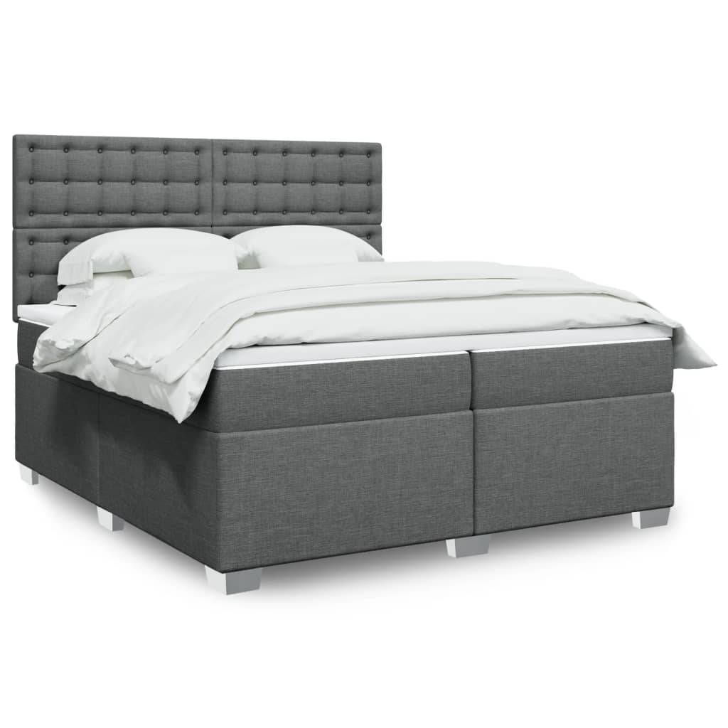 Boxspring met matras stof donkergrijs 200x200 cm