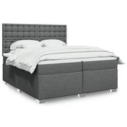 Boxspring met matras donkergrijs 200x200 cm
