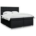 Box spring bed with mattress fabric black 200x200 cm