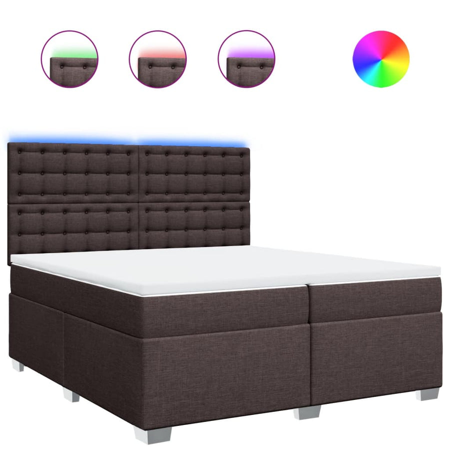 Boxspring met matras stof donkerbruin 200x200 cm