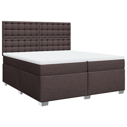 Boxspring met matras stof donkerbruin 200x200 cm