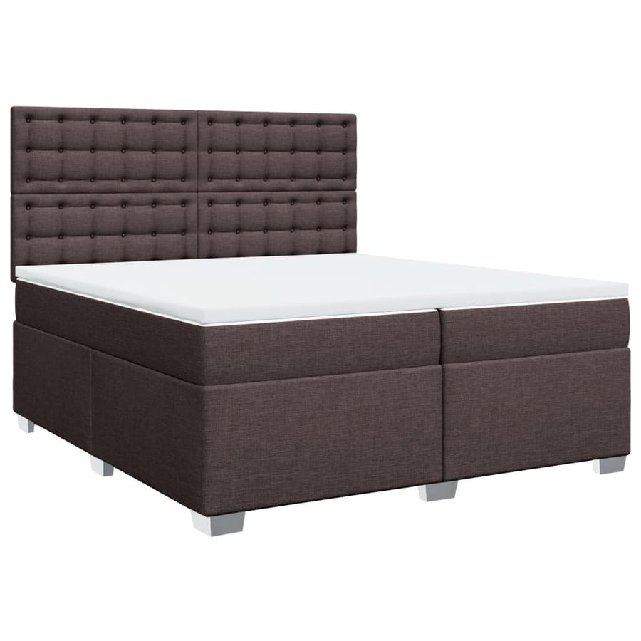 Boxspring met matras stof donkerbruin 200x200 cm