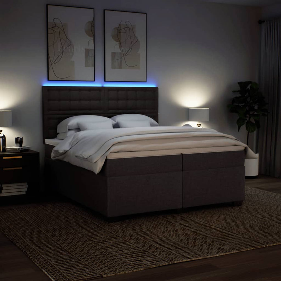 Boxspring met matras stof donkerbruin 200x200 cm