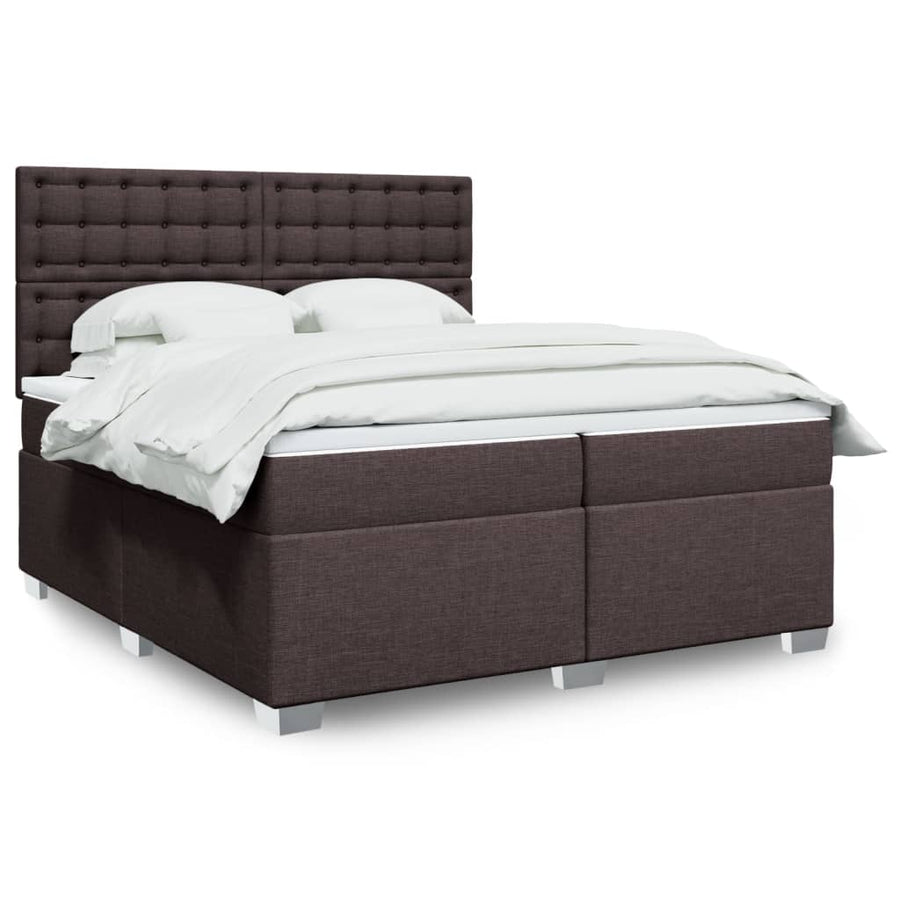 Boxspring met matras stof donkerbruin 200x200 cm