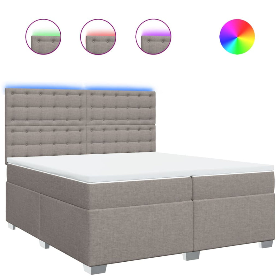 Boxspring met matras stof taupe 200x200 cm