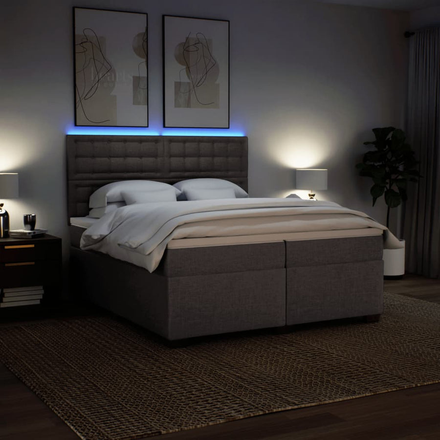 Boxspring met matras stof taupe 200x200 cm
