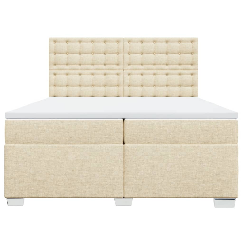 Boxspring met matras stof crèmekleurig 200x200 cm