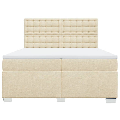 Boxspring met matras stof crèmekleurig 200x200 cm