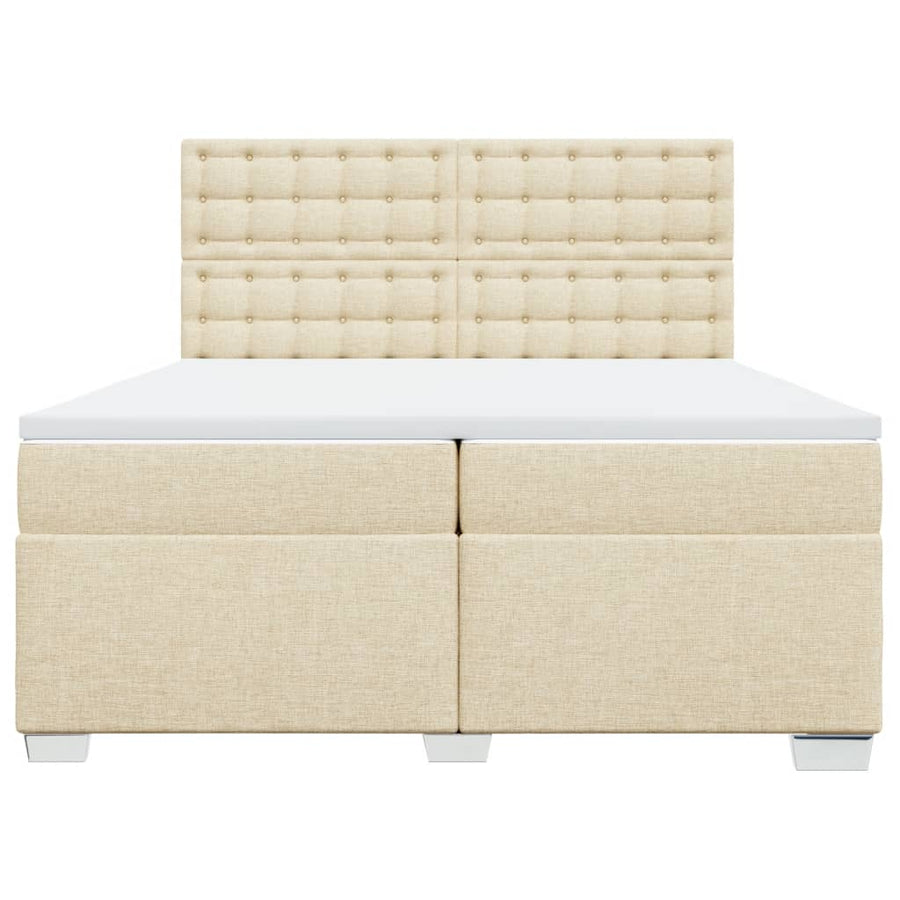 Boxspring met matras stof crèmekleurig 200x200 cm