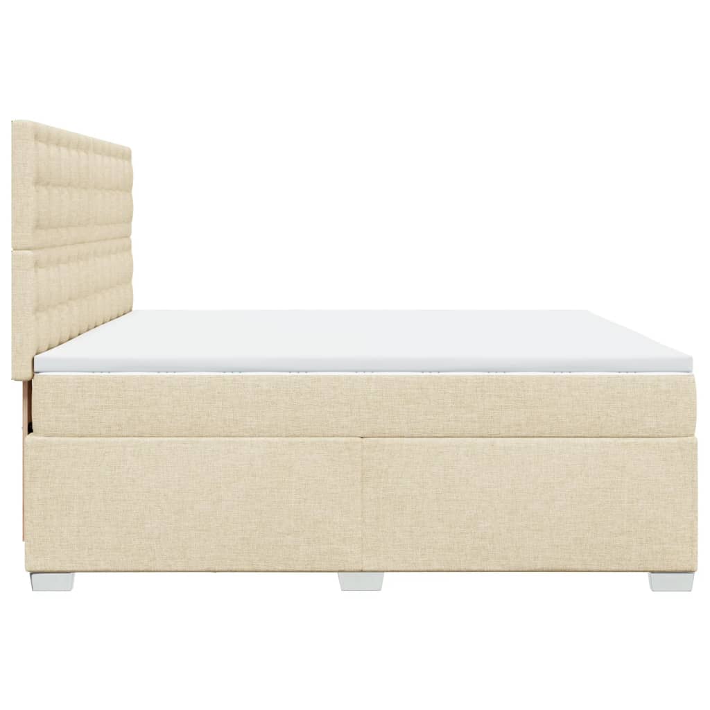 Boxspring met matras stof crèmekleurig 200x200 cm