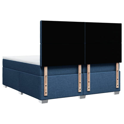 Boxspring met matras stof blauw 200x200 cm