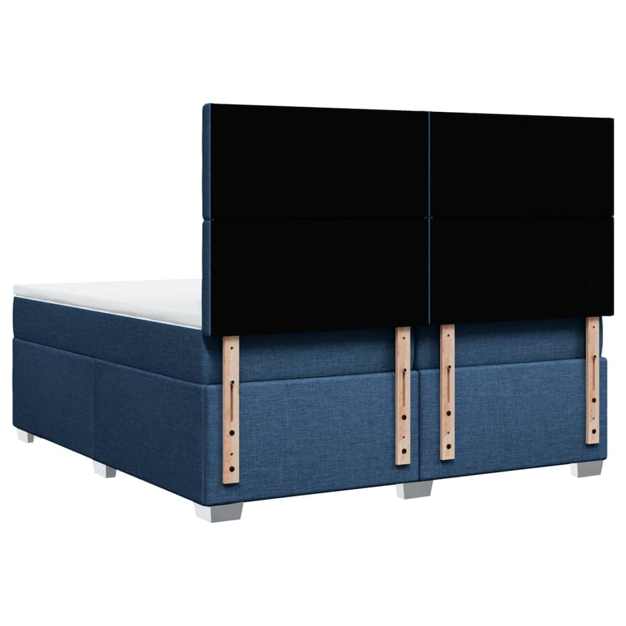 Boxspring met matras stof blauw 200x200 cm