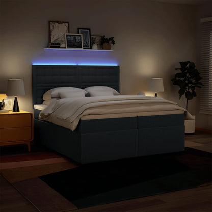 Boxspring met matras stof blauw 200x200 cm