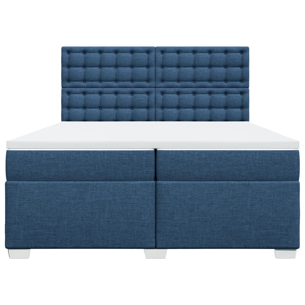 Boxspring met matras stof blauw 200x200 cm