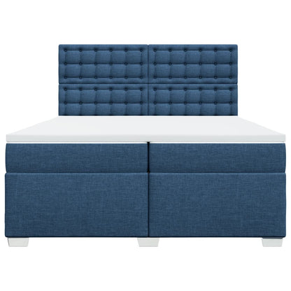 Boxspring met matras stof blauw 200x200 cm