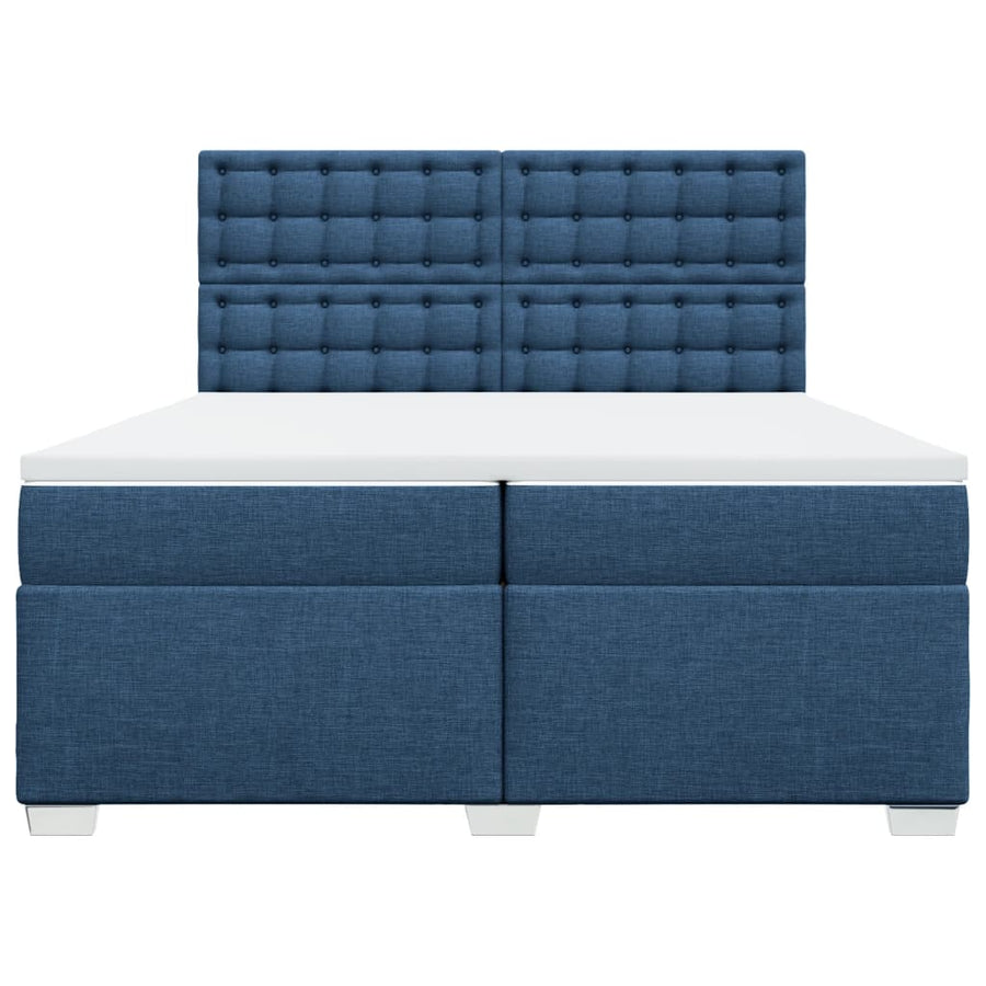Boxspring met matras stof blauw 200x200 cm