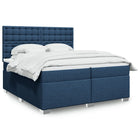 Box spring with mattress fabric blue 200x200 cm