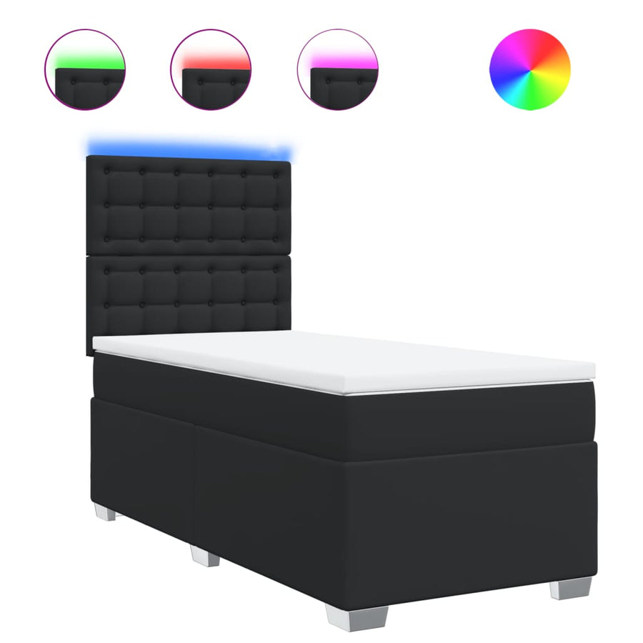 Boxspring met matras kunstleer zwart 80x200 cm
