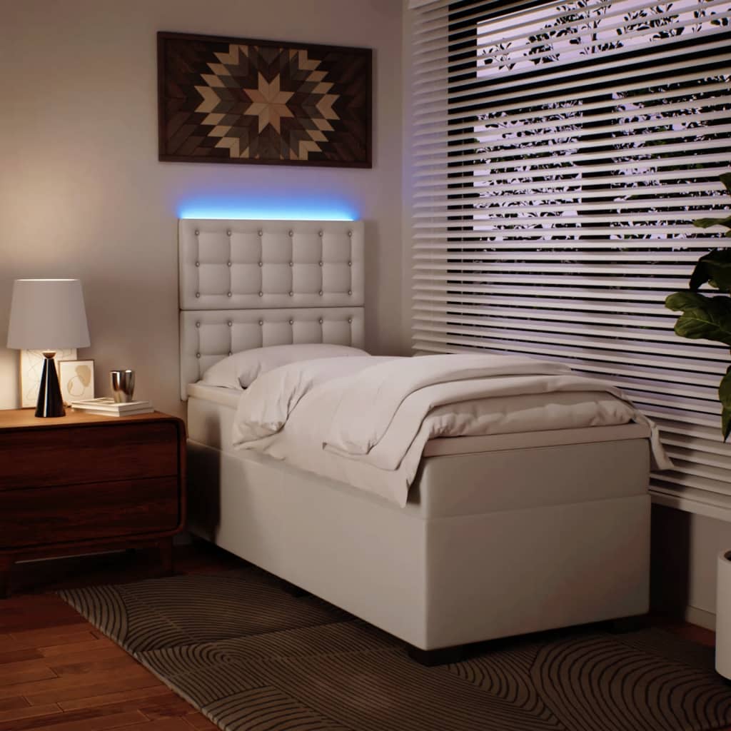 Boxspring met matras kunstleer wit 80x200 cm