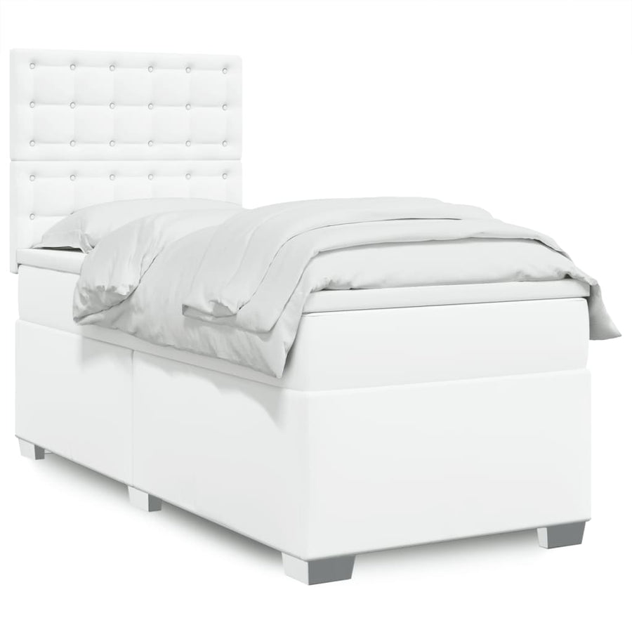 Boxspring met matras kunstleer wit 80x200 cm