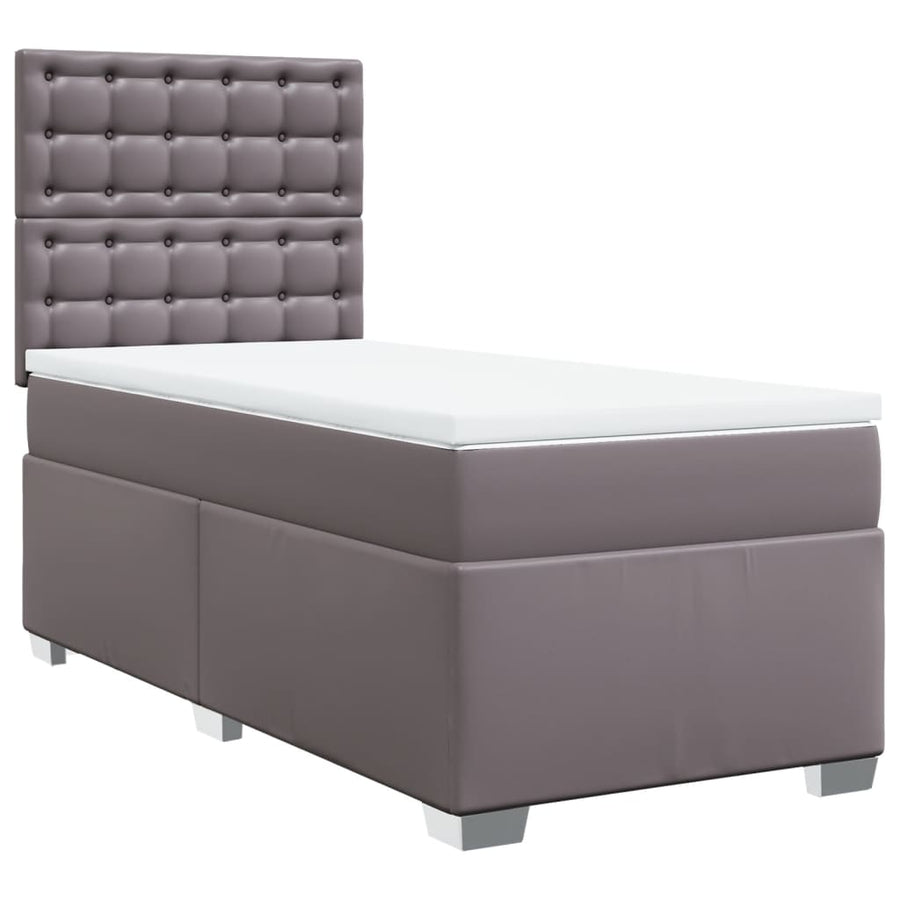Boxspring met matras kunstleer grijs 80x200 cm