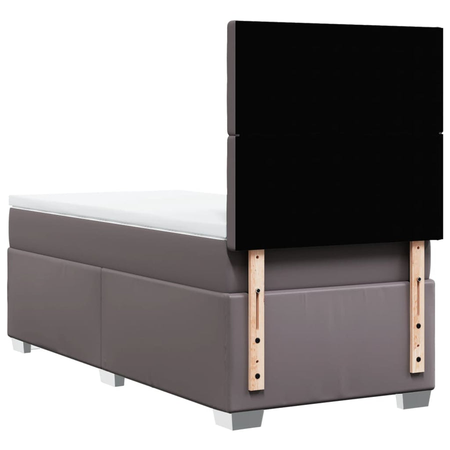 Boxspring met matras kunstleer grijs 80x200 cm