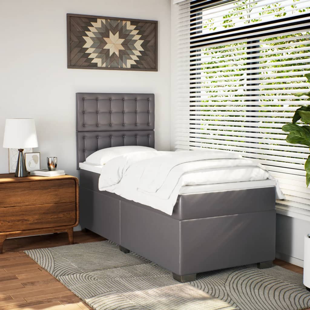 Boxspring met matras kunstleer grijs 80x200 cm