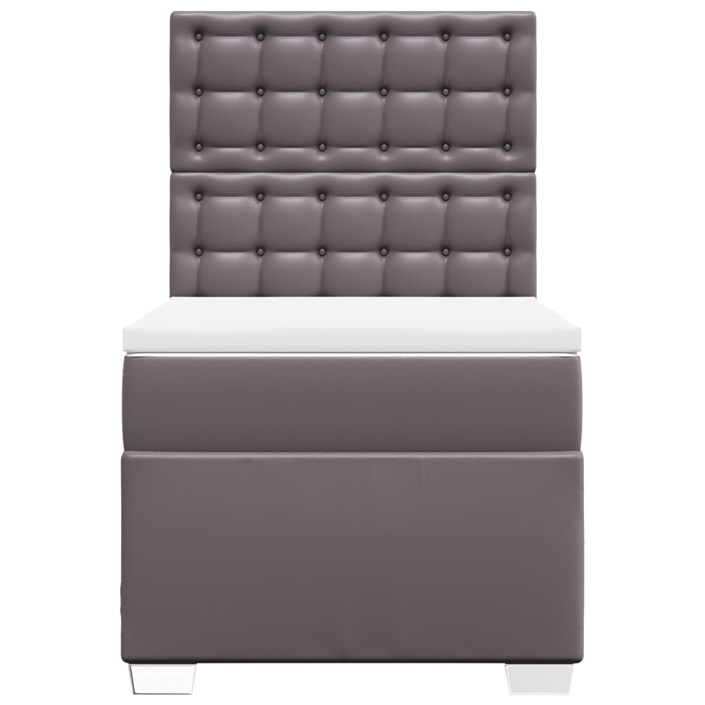 Boxspring met matras kunstleer grijs 80x200 cm