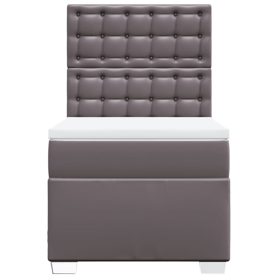 Boxspring met matras kunstleer grijs 80x200 cm