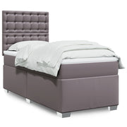 Box spring with mattress faux leather grey 80x200 cm