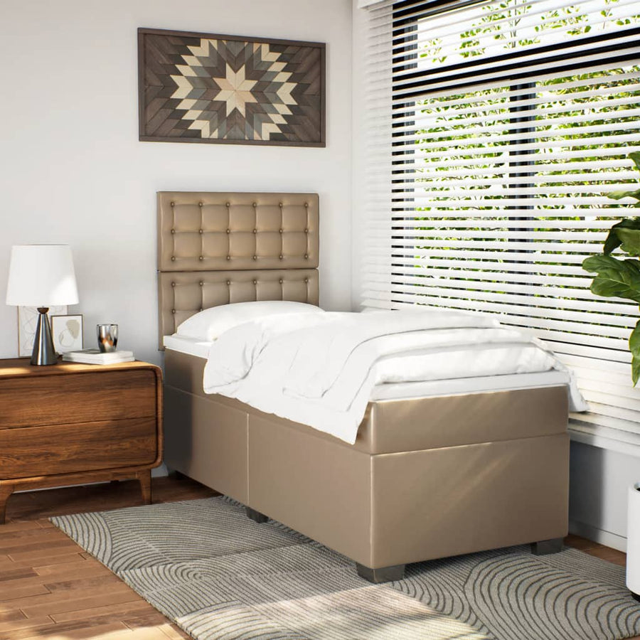 Boxspring met matras kunstleer cappuccinokleurig 80x200 cm