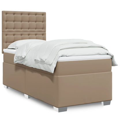 Boxspring met matras kunstleer cappuccinokleurig 80x200 cm