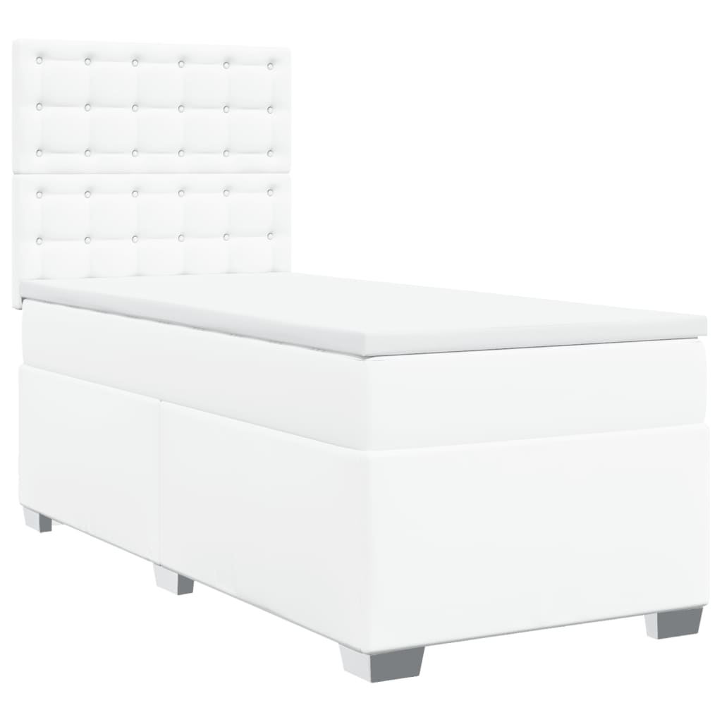 Boxspring met matras kunstleer wit 90x190 cm