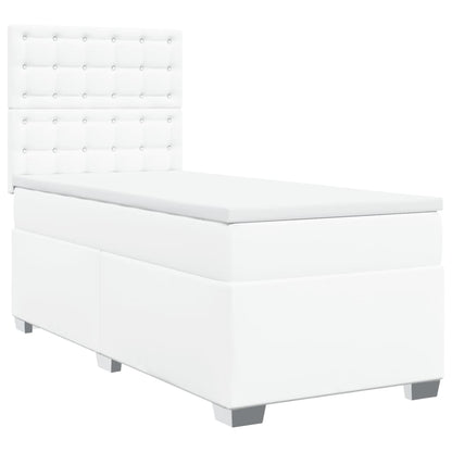Boxspring met matras kunstleer wit 90x190 cm