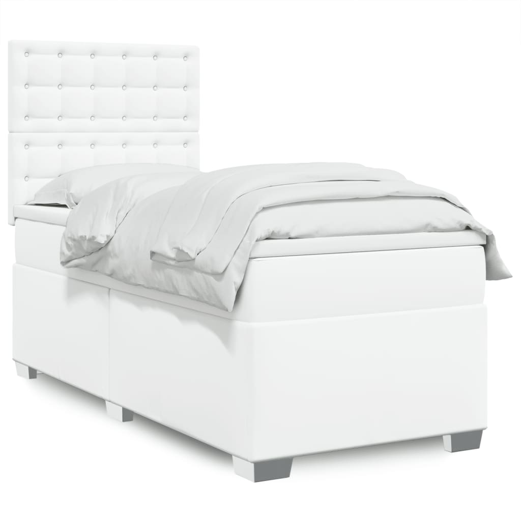 Boxspring met matras kunstleer wit 90x190 cm