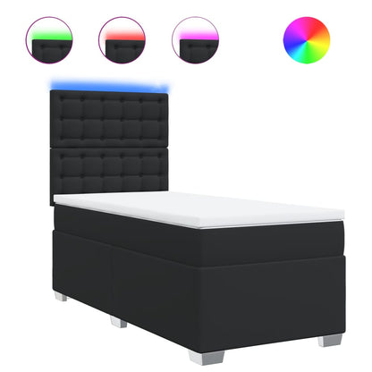 Boxspring met matras kunstleer zwart 90x200 cm