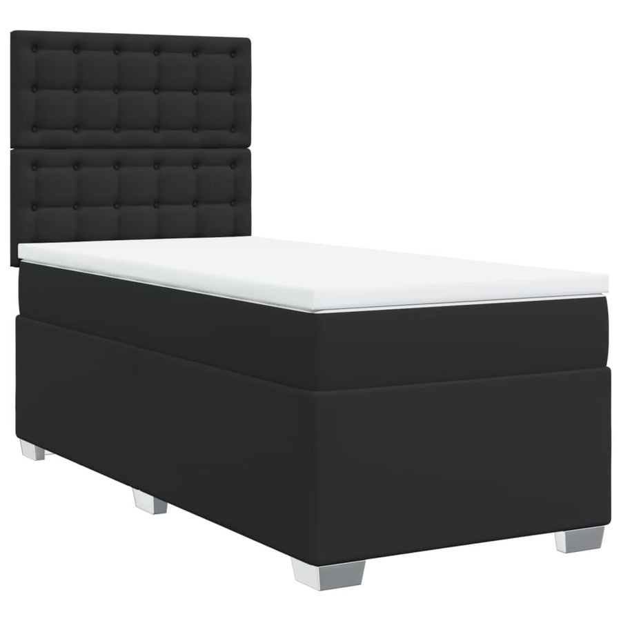 Boxspring met matras kunstleer zwart 90x200 cm