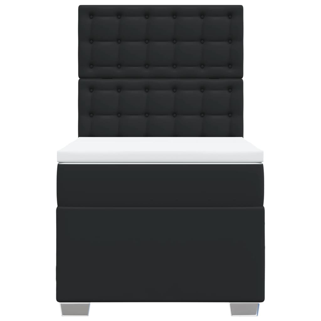 Boxspring met matras kunstleer zwart 90x200 cm