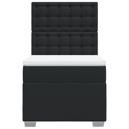 Boxspring met matras kunstleer zwart 90x200 cm