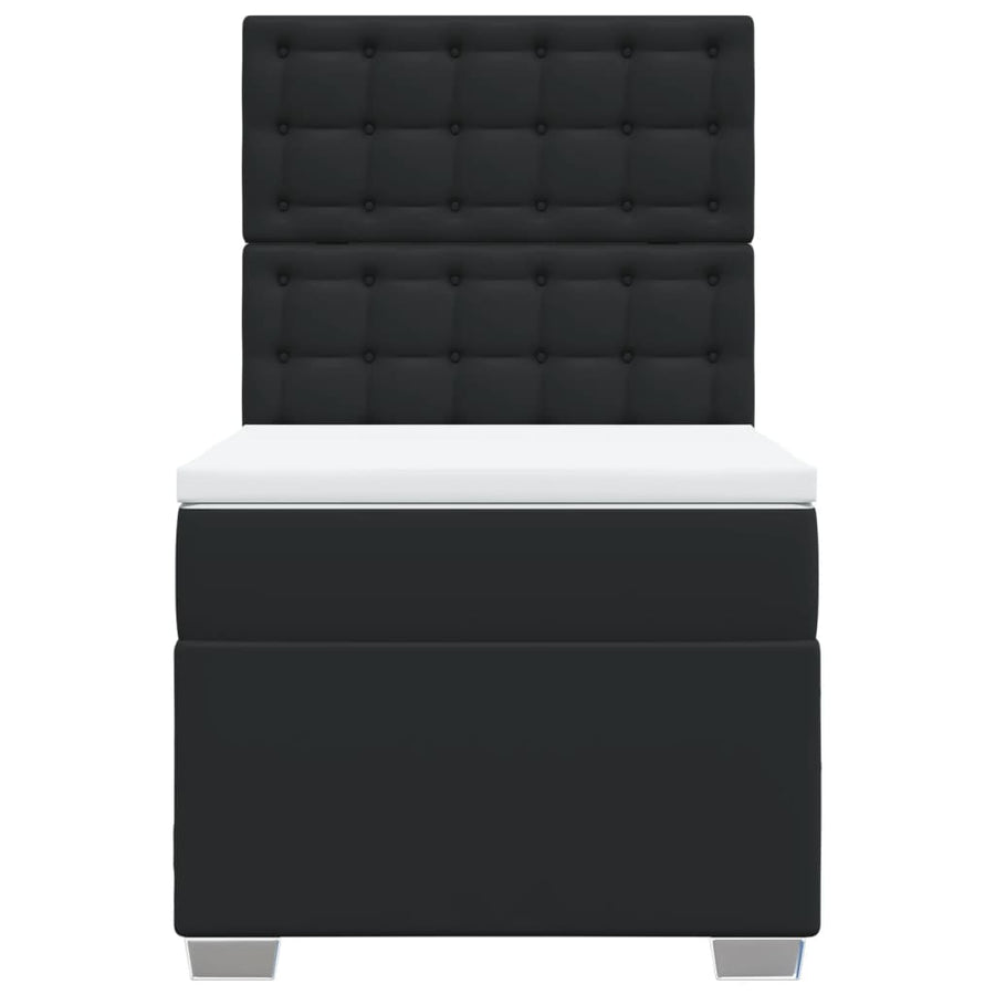 Boxspring met matras kunstleer zwart 90x200 cm