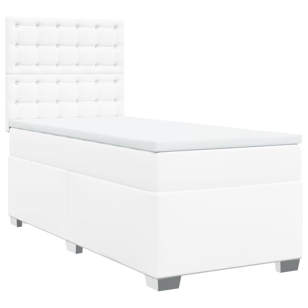 Boxspring met matras kunstleer wit 90x200 cm