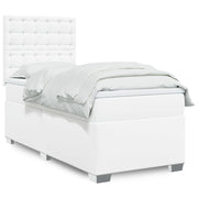 Box spring bed with white artificial leather mattress 90x200 cm