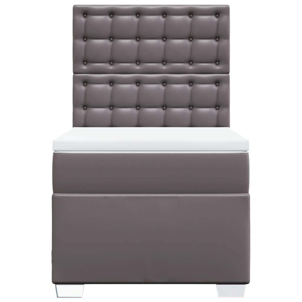 Boxspring met matras kunstleer grijs 90x200 cm