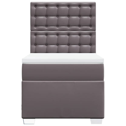 Boxspring met matras kunstleer grijs 90x200 cm