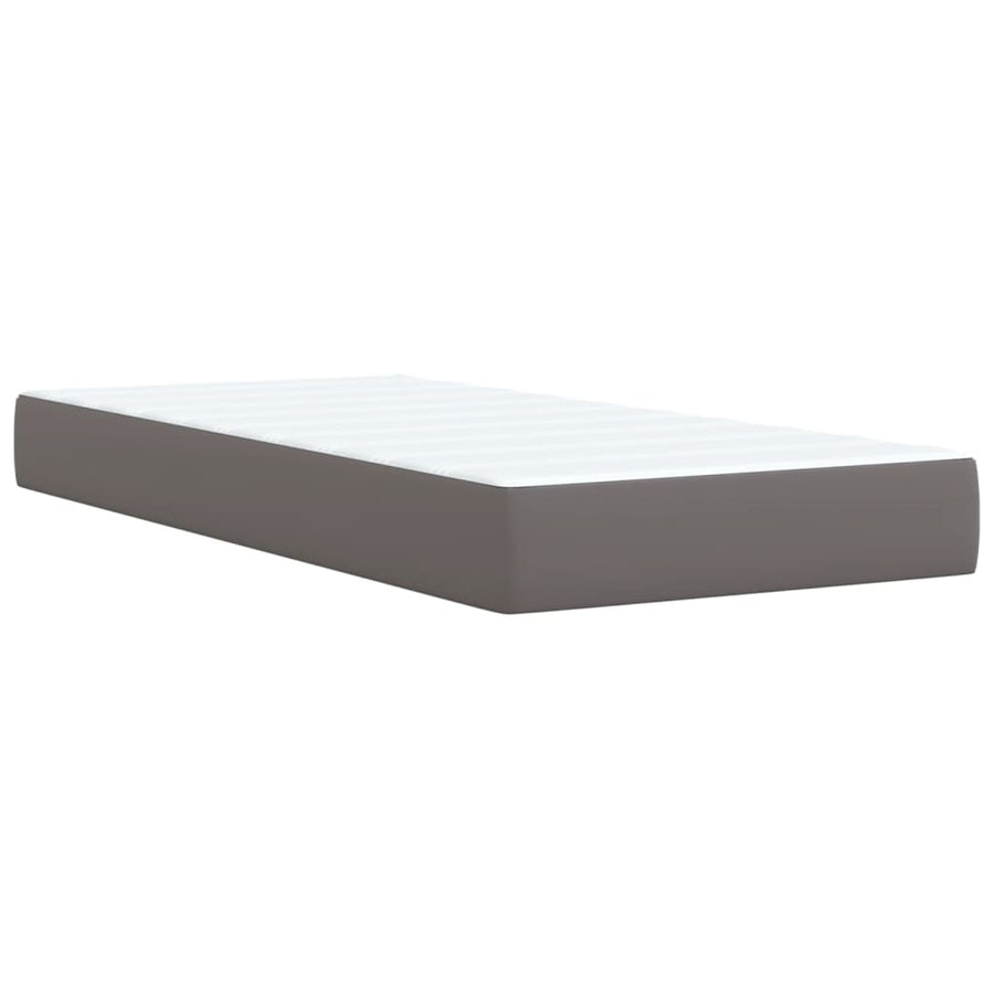 Boxspring met matras kunstleer grijs 90x200 cm