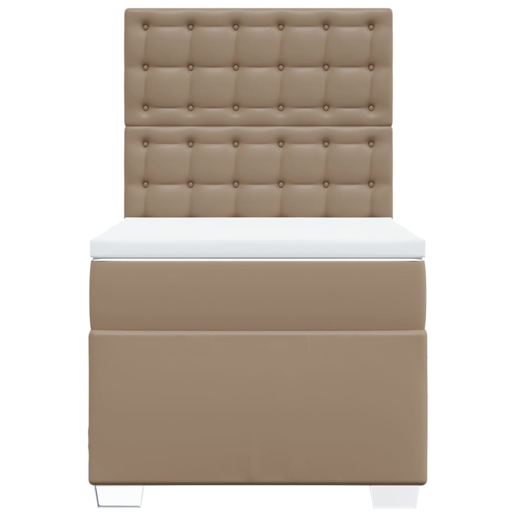 Boxspring met matras kunstleer cappuccinokleurig 90x200 cm