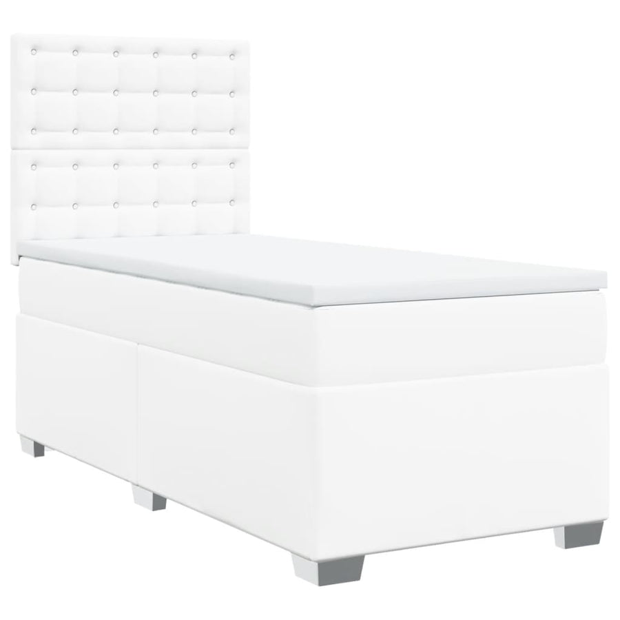 Boxspring met matras kunstleer wit 100x200 cm