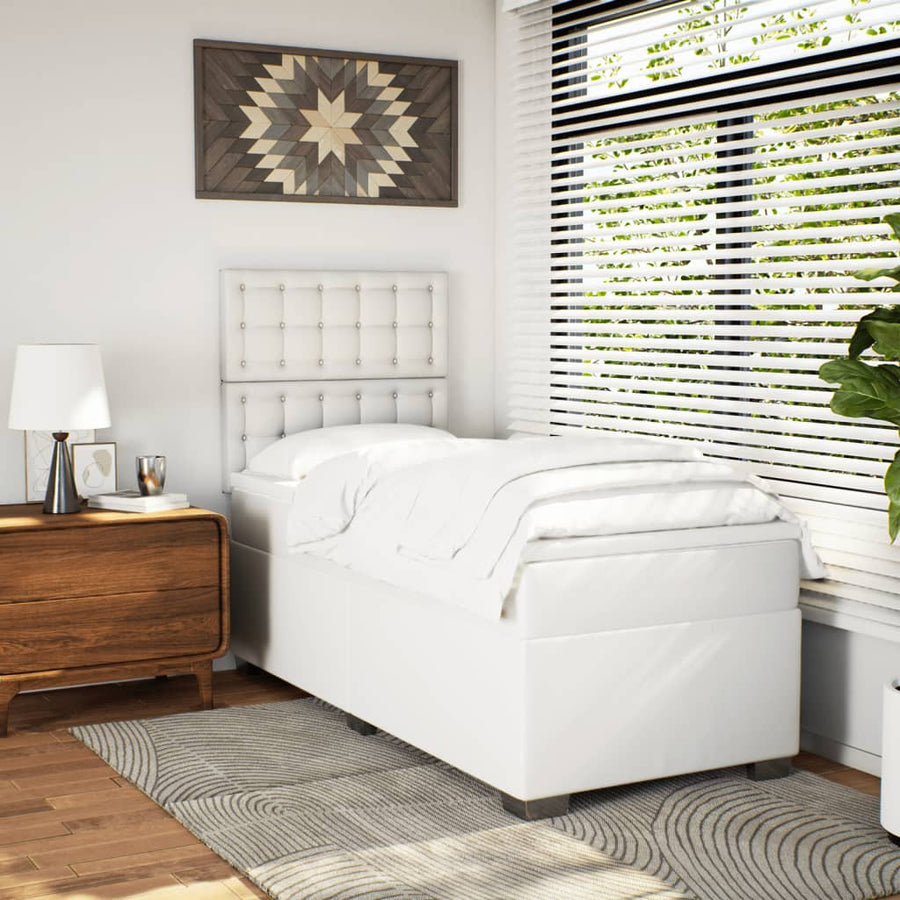 Boxspring met matras kunstleer wit 100x200 cm