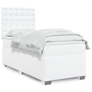Boxspring met matras 100x200 cm wit kunstleer