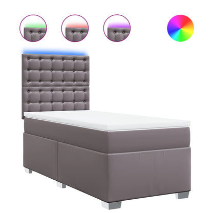 Boxspring met matras kunstleer grijs 100x200 cm